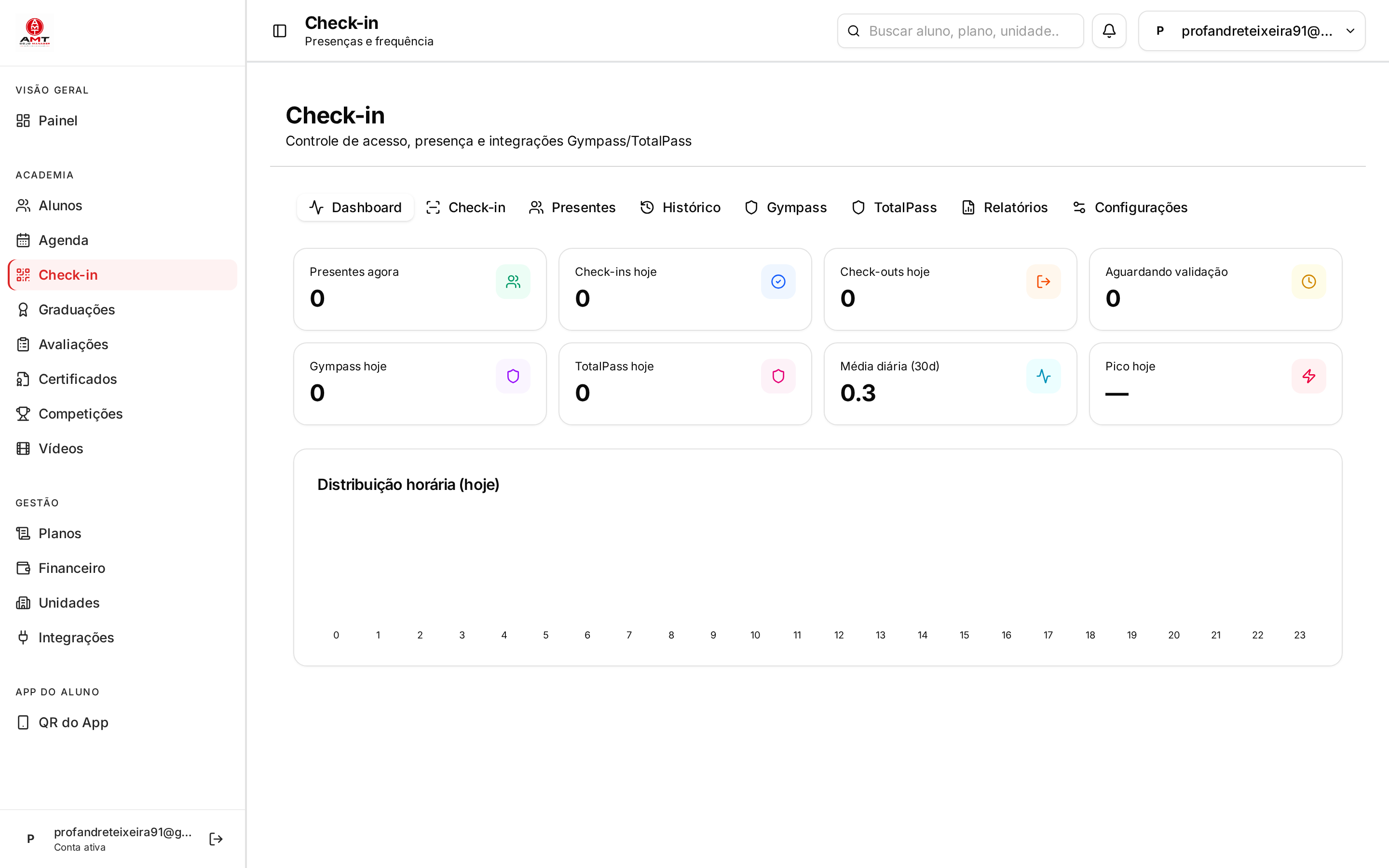 Print real da tela Check-in do AMT Dojo Manager